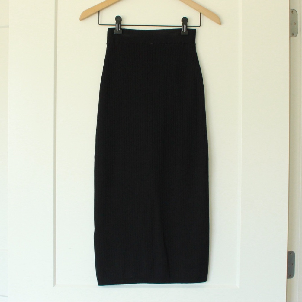 FREE PEOPLE Ribbed Knit Midi Skirt
